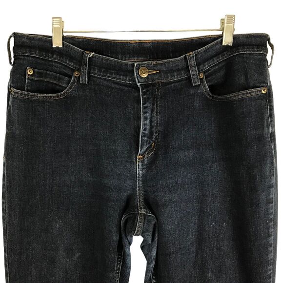 Duluth Trading Womens Jeans Size 14 Dark Wash Stretch Comfort Mid Rise Straight - Picture 5 of 11